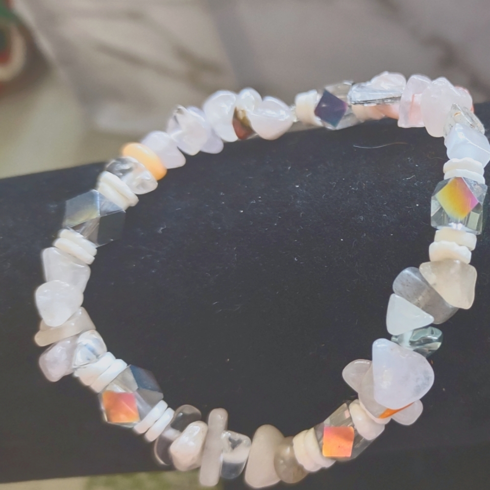All Natural Flourite Chip Gemstone Metal Free Bracelette Pastel